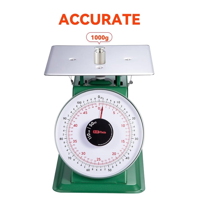 ta da 110-LBS Heavy Duty Portion-Control Mechanical Kitchen and Food Scale Industrial Dial Scale with Stainless Steel Platform - Image 2